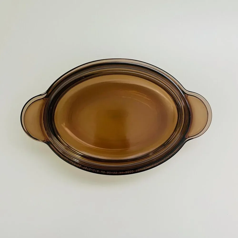CORNING VISION Amber Glass Individual Oval Serving Casserole Dish